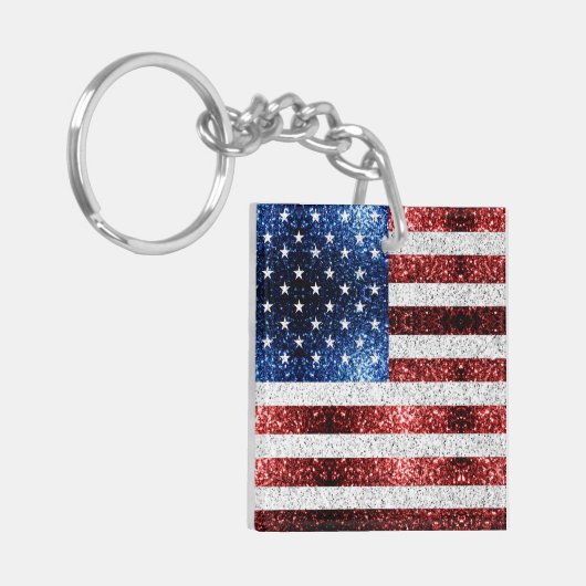USA Flaggen Rot-Blau-Glitzern Glitzern Schlüsselanhänger (Vorderseite links)