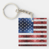 USA Flaggen Rot-Blau-Glitzern Glitzern Schlüsselanhänger (Vorderseite)