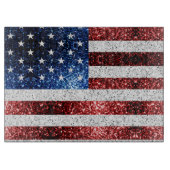 USA Flaggen Rot-Blau-Glitzern Glitzern Schneidebrett (Vorderseite)