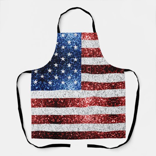 USA Flaggen Rot-Blau-Glitzern Glitzern Schürze (Vorderseite)