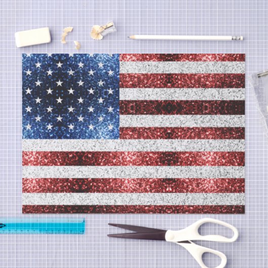 USA Flaggen Rot-Blau-Glitzern Glitzern Seidenpapier (Handwerk)