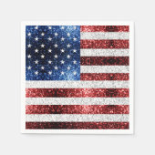 USA Flaggen Rot-Blau-Glitzern Glitzern Serviette (Vorderseite)