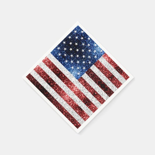 USA Flaggen Rot-Blau-Glitzern Glitzern Serviette (Ecke)