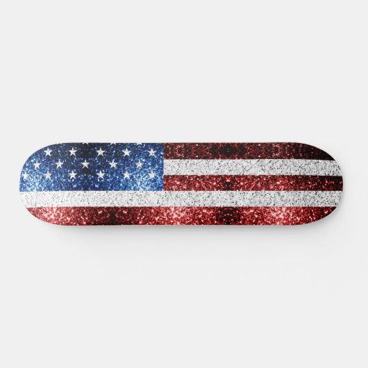 USA Flaggen Rot-Blau-Glitzern Glitzern Skateboard (Horizontal)