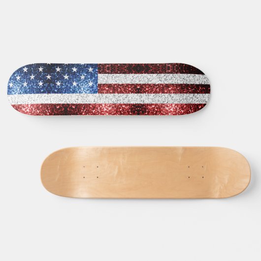 USA Flaggen Rot-Blau-Glitzern Glitzern Skateboard (Horizontal)