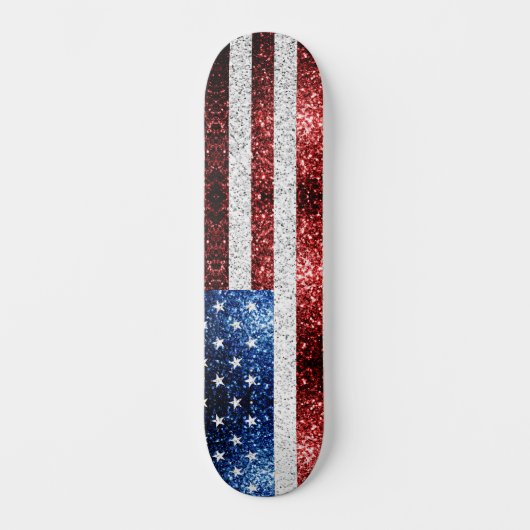 USA Flaggen Rot-Blau-Glitzern Glitzern Skateboard (Vorderseite)