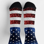 USA Flaggen Rot-Blau-Glitzern Glitzern Socken (Oben)