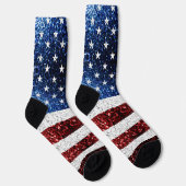 USA Flaggen Rot-Blau-Glitzern Glitzern Socken (Rechts)