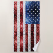 USA Flaggen Rot-Blau-Glitzern Glitzern Strandtuch (Vorderseite)