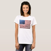 USA Flaggen Rot-Blau-Glitzern Glitzern T-Shirt (Vorne ganz)