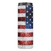 USA Flaggen Rot-Blau-Glitzern Glitzern Thermosbecher (Rückseite)