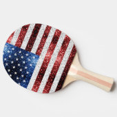 USA Flaggen Rot-Blau-Glitzern Glitzern Tischtennis Schläger (Seitenansicht)