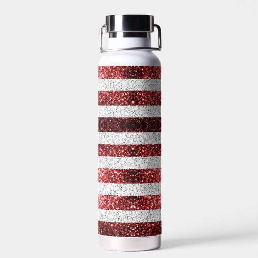 USA Flaggen Rot-Blau-Glitzern Glitzern Trinkflasche (Rückseite)