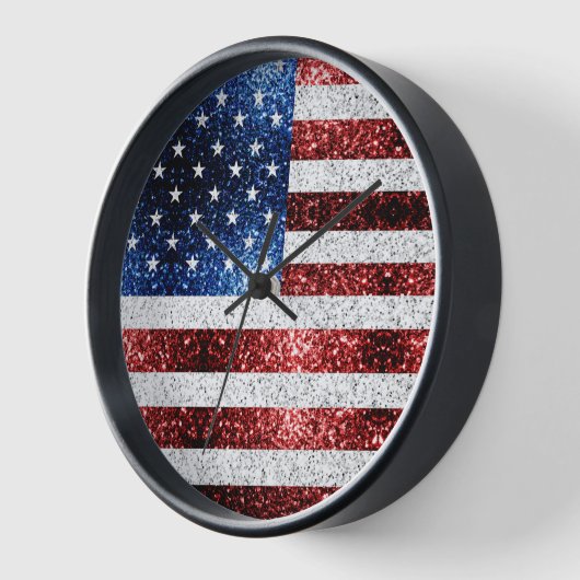 USA Flaggen Rot-Blau-Glitzern Glitzern Uhr (Winkel)
