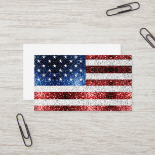 USA Flaggen Rot-Blau-Glitzern Glitzern Visitenkarte