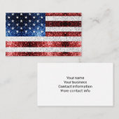 USA Flaggen Rot-Blau-Glitzern Glitzern Visitenkarte (Vorne/Hinten)