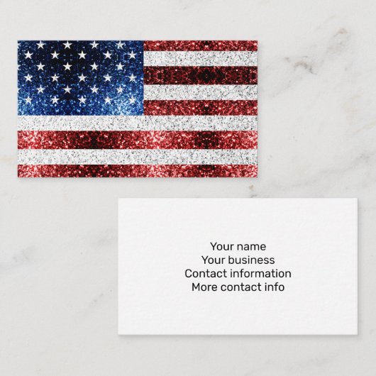 USA Flaggen Rot-Blau-Glitzern Glitzern Visitenkarte (Vorne/Hinten)