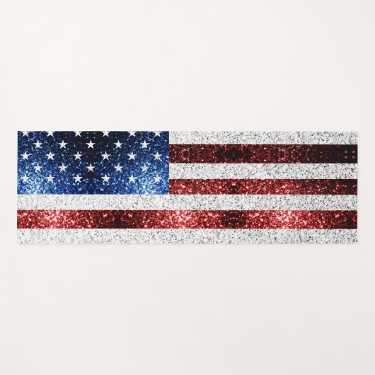USA Flaggen Rot-Blau-Glitzern Glitzern Yogamatte (Vorderseite (Horizontal))