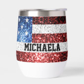 USA Flaggen Rot-Blau-Glitzern Individuelle Name (Links)