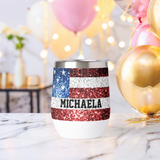 USA Flaggen Rot-Blau-Glitzern Individuelle Name (Junggesellenabschied)