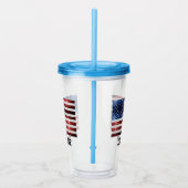 USA Flaggen Rot-Blau-Glitzern Individuelle Name Acryltrinkbecher (Rechts)