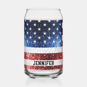 USA Flaggen Rot-Blau-Glitzern Individuelle Name Dosenglas (Vorderseite)