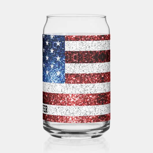 USA Flaggen Rot-Blau-Glitzern Individuelle Name Dosenglas (Links)