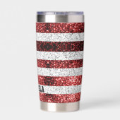 USA Flaggen Rot-Blau-Glitzern Individuelle Name Thermobecher (Rückseite)