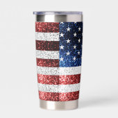 USA Flaggen Rot-Blau-Glitzern Individuelle Name Thermobecher (Rechts)