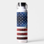 USA Flaggen Rot-Blau-Glitzern Individuelle Name Trinkflasche (Vorne)
