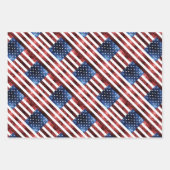 USA Flaggen Rot-Blau-Glitzern Muster Glitzer Geschenkpapier Set (Vorderseite 3)