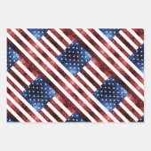 USA Flaggen Rot-Blau-Glitzern Muster Glitzer Geschenkpapier Set (Vorderseite 2)