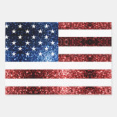 USA Flaggen Rot-Blau-Glitzern Muster Glitzer Geschenkpapier Set (Vorderseite)