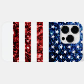 USA Flaggen Rot-Blau-Imitate Glitzern Case-Mate iPhone Hülle (Rückseite (Horizontal))