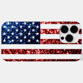 USA Flaggen Rot-Blau-Imitate Glitzern Case-Mate iPhone Hülle (Rückseite (Horizontal))