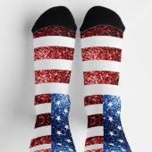 USA Flaggen Rot-Blau-Imitate Glitzern Glitzer Socken (Oben)