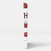 USA Flaggen Rot-Blau-Imitate Glitzern Monogram iPhone Hülle (Linke Seite)