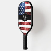 USA Flaggen Rot-Blau-Imitate Glitzern Monogram Pickleball Schläger (Links)