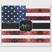 USA Flaggen Rot blaue Glitzern Glitzer Sweet 16 Geschenkpapier (Flach)