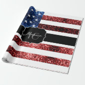 USA Flaggen Rot blaue Glitzern Glitzer Sweet 16 Geschenkpapier (Ungerollt)