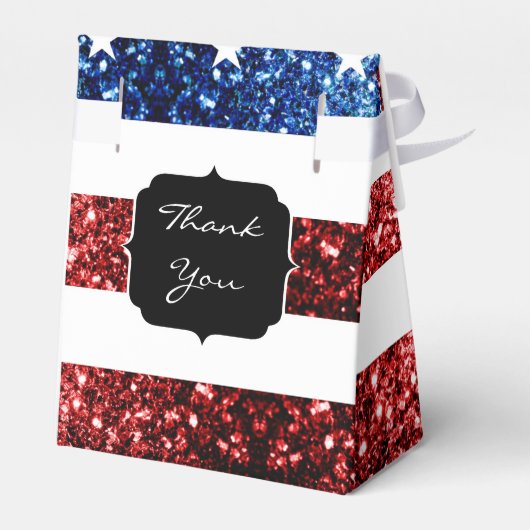 USA Flaggen Rot blaue Glitzern Glitzer Sweet 16 Geschenkschachtel (Rückseite)