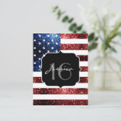 USA Flaggen Rot blaue Glitzern Glitzer Sweet 16 Postkarte (Stehend Vorderseite)