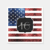 USA Flaggen Rot blaue Glitzern Glitzer Sweet 16 Serviette (Vorderseite)
