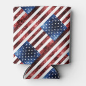 USA Flaggen Rot und Blau Glitzern Glitzer Dosenkühler (Vorderseite)
