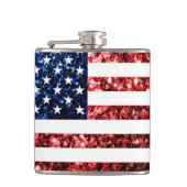 USA Flaggen Rot und Blau Glitzern Glitzer Flachmann (Vorderseite)