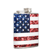 USA Flaggen Rot und Blau Glitzern Glitzer Flachmann (Rechts)
