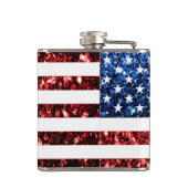 USA Flaggen Rot und Blau Glitzern Glitzer Flachmann (Rückseite)