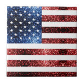 USA Flaggen Rot und Blau Glitzern Glitzer Fliese (Vorderseite)