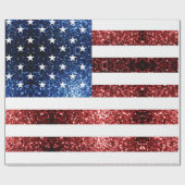 USA Flaggen Rot und Blau Glitzern Glitzer Geschenkpapier (Flach)