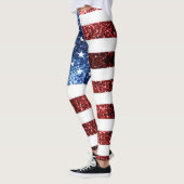 USA Flaggen Rot und Blau Glitzern Glitzer Leggings (Links)